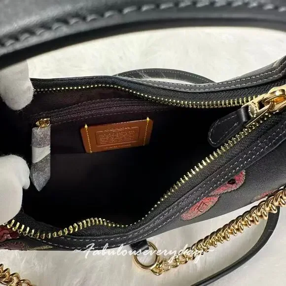 Coach Carmen Mini Crossbody Bag With Cherry Print In Leather/Gold/Black CCZ22 - Picture 7 of 8